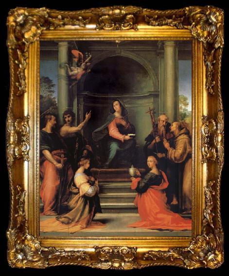 framed  Fra Bartolomeo The Anunciacion, Holy Margarita, Maria Mary magdalene, Pablo, Juan the Baptist, Jeronimo and Francisco, ta009-2